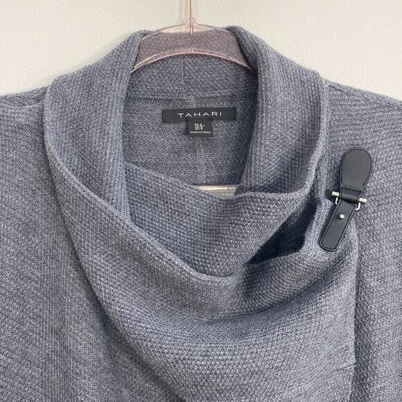 Tahari Waterfall Cardigan Extra Fine Merino Wool Blend Women's Small Gray - Picture 6 of 9